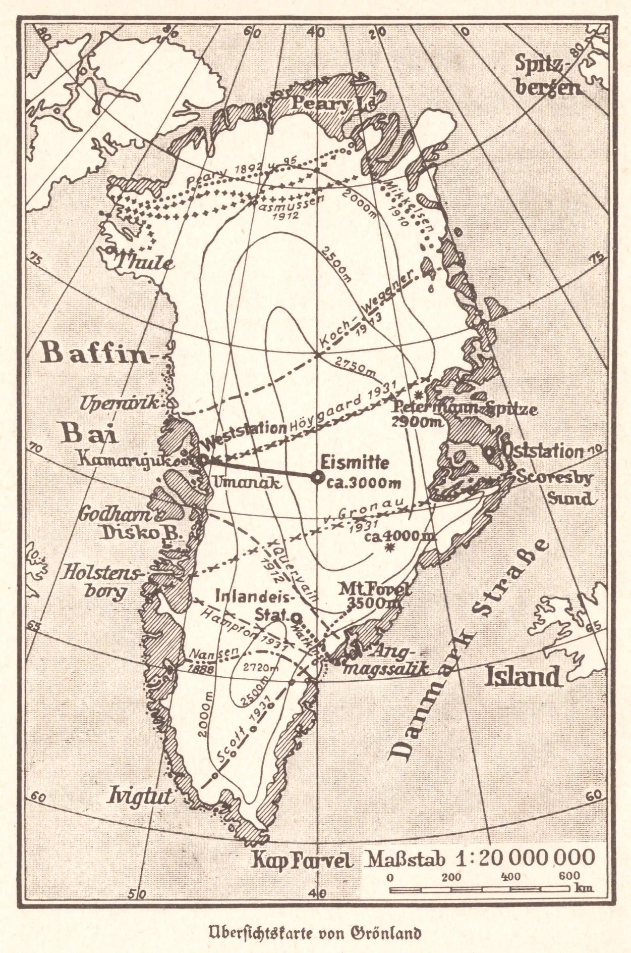 Wegener&rsquo;s expedition 1929-1931 (from Alfred Wegeners letzte Grönlandfahrt, Brockhaus, Leipzig, 1940)